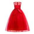 thumbnail image 2 of IDOPIP Little Big Girls Tulle Retro Vintage Dresses Flower Lace Pageant Party Wedding Floor Length Dance Evening Gown 7-8 Years Red, 2 of 7