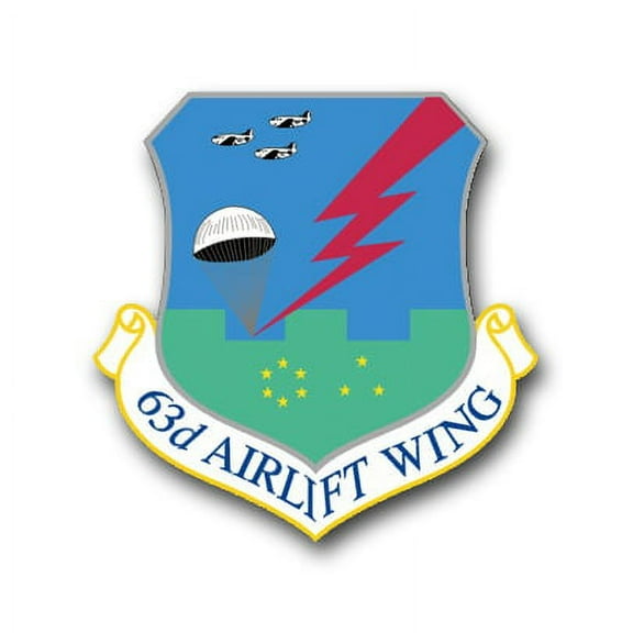 3.8 Inch Air Force 63rd Airlift Wing Vinyl Transfer Decal