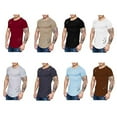 thumbnail image 2 of Guardoinrt Men Ripped Solid Color Loose Fit Fit Crew Round Crew Round Neck T-shirts Casual Hollow Out Curved Short Sleeves Top black 3XL 1Set, 2 of 6