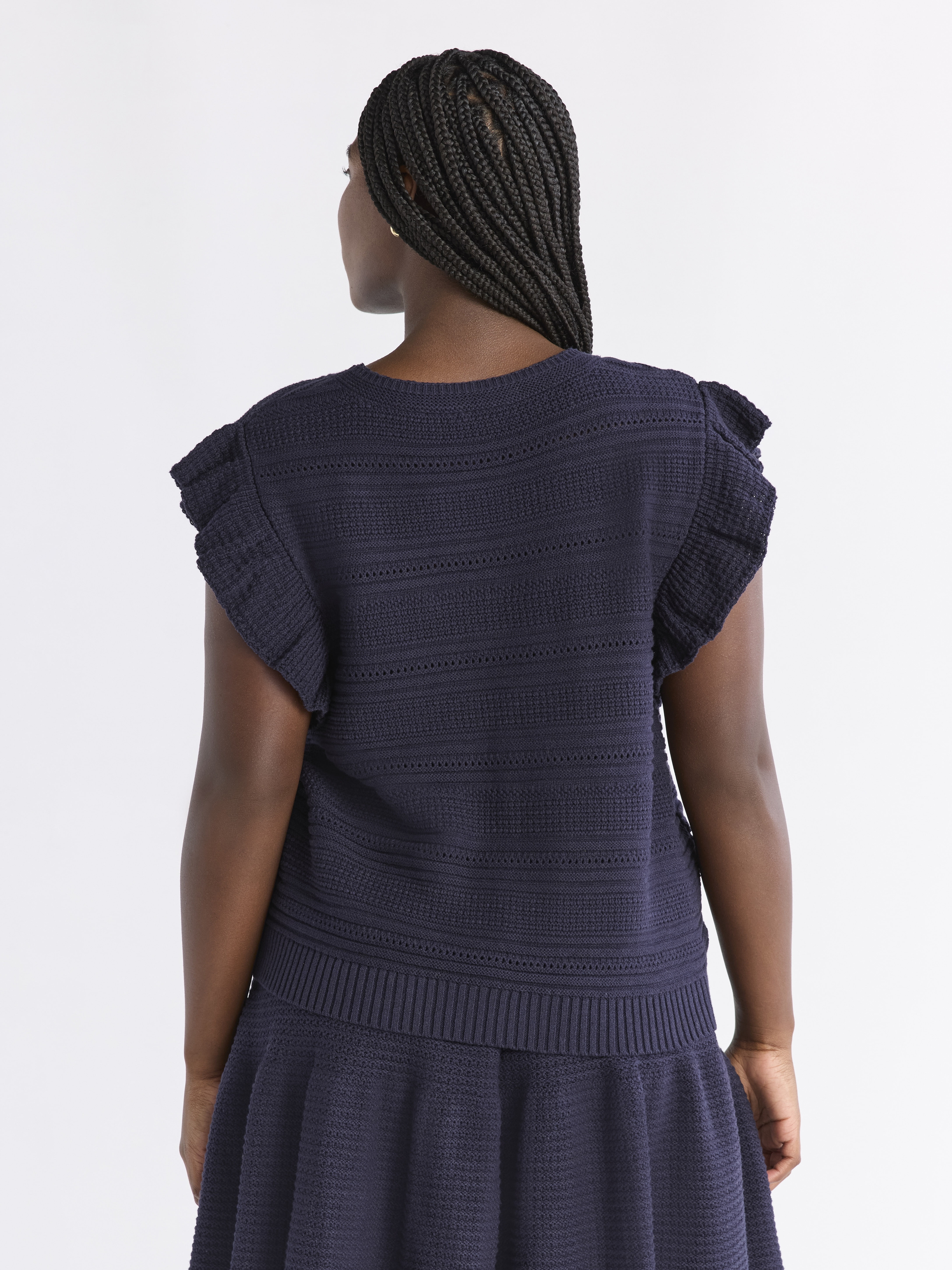 Free Assembly Women's and Women's Plus Size Pointelle Sweater Tank Top with Flutter Sleeves, Lightweight, Sizes XS-4X