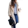 thumbnail image 2 of Female Fuzzy Fleece Lapel Open Front Long Cardigan Coat Faux Fur Warm Winter Outwear Jackets Color S, 2 of 8