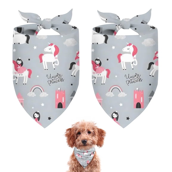 Dog Bandana 2 Pack,Unicorn Princess Castle Pattern Bandanas for Dogs,Cat Bandana,Small/ Large Dog Bandana 2 Size,Dog Bandanas