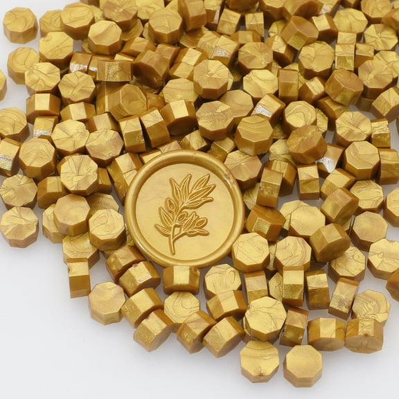 AURARMLET Golden Sealing Wax Beads for Wedding Invitations and Cards 6Packs