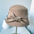 thumbnail image 2 of CoCopeaunt Audrey Hepburn Style Bow Top Hat Women Autumn And Winter Australian Wool Felt Hat Satin Hat Fashion, 2 of 6