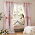 thumbnail image 5 of NICETOWN Double Layer Pink Curtains for Livingroom Thermal Insulation Room Darkening Grommet Drapes with Sheer, W52 x L95, Set of 2, Blush Pink, 5 of 10
