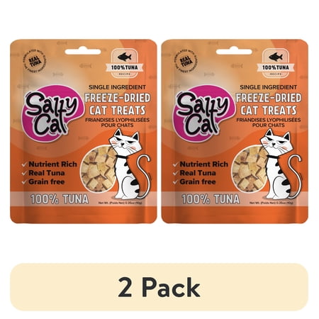 (2 pack) Salty Cat Freeze-Dried Tuna Flavor Crunchy Treats for Cats, 10g Bag