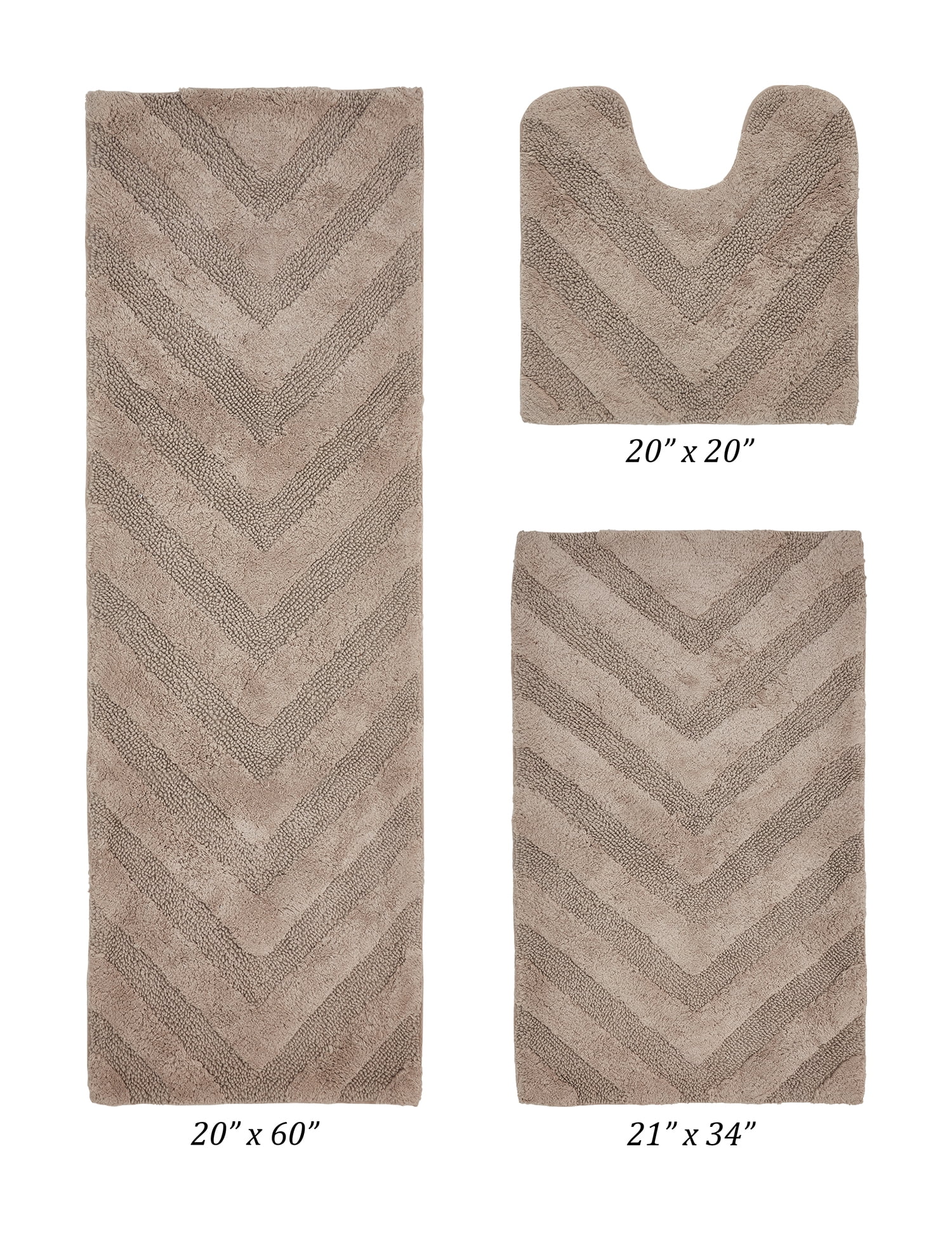 Better Trends 3 Piece Bathroom Rug Set 100% Cotton Extra Soft Tufted Bath Rug Water Absorbent Non-Slip Bath Mat Machine Washable (Beige) Hugo Collection