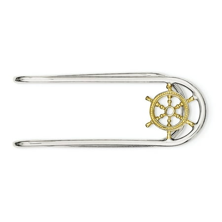Solid 925 Sterling Silver Vermeil Sailor Wheel Money Clip (42mm x (Best Steering Wheel For Forza)