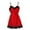 A1-Red431, variant on XIAOCHA Summer Lace Trim Satin Mini for Women Solid Spaghetti Strap V Neck Sleepwear Dresses