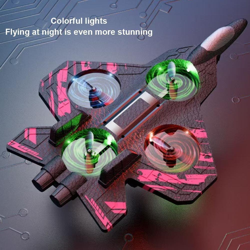 Skyriders RC Jet, Foam Remote Control Fighter Jet Airplane with 360° Flips & LED Lights, 2.4GHz Easy-Fly RC Stunt Plane Toy, Durable Drop-Resistant Jets Drone Great Christmas Birthday Gifts