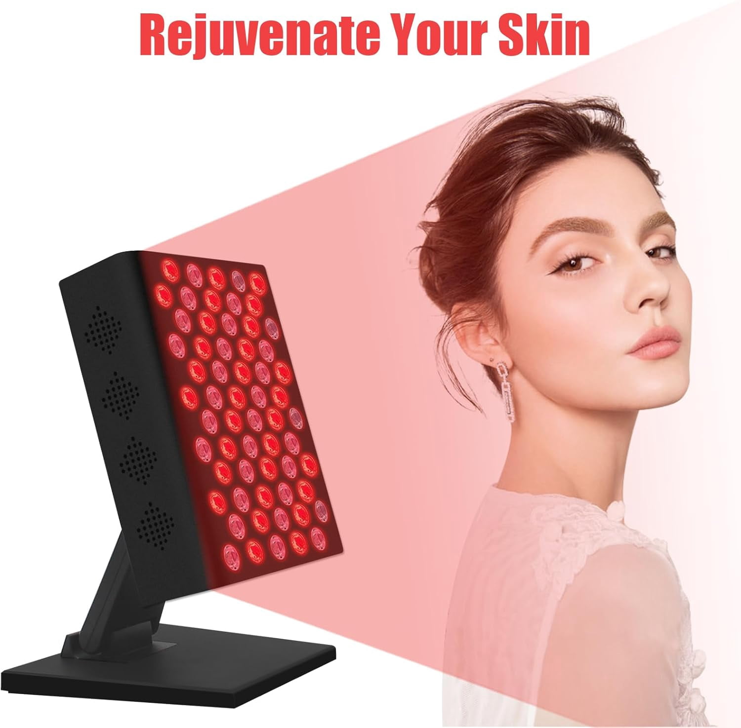 Compact Red Light Panel for Face and Body, 3-Mode Infrared Light Device with Stand for Targeted At-Home Wellness