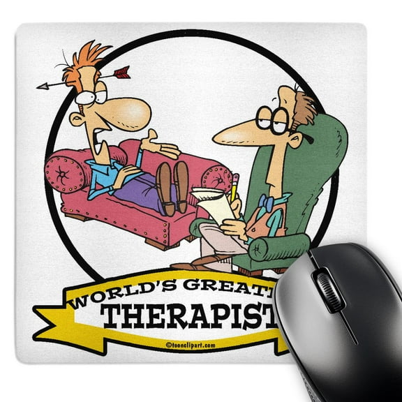 3dRose, Funny Worlds Greatest Therapist Occupation Job Cartoon, MousePad