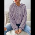 thumbnail image 4 of Suéter Holgado de Franela con Capucha para Mujer, Larga y Cálido para Invierno Púrpura S, 4 of 8