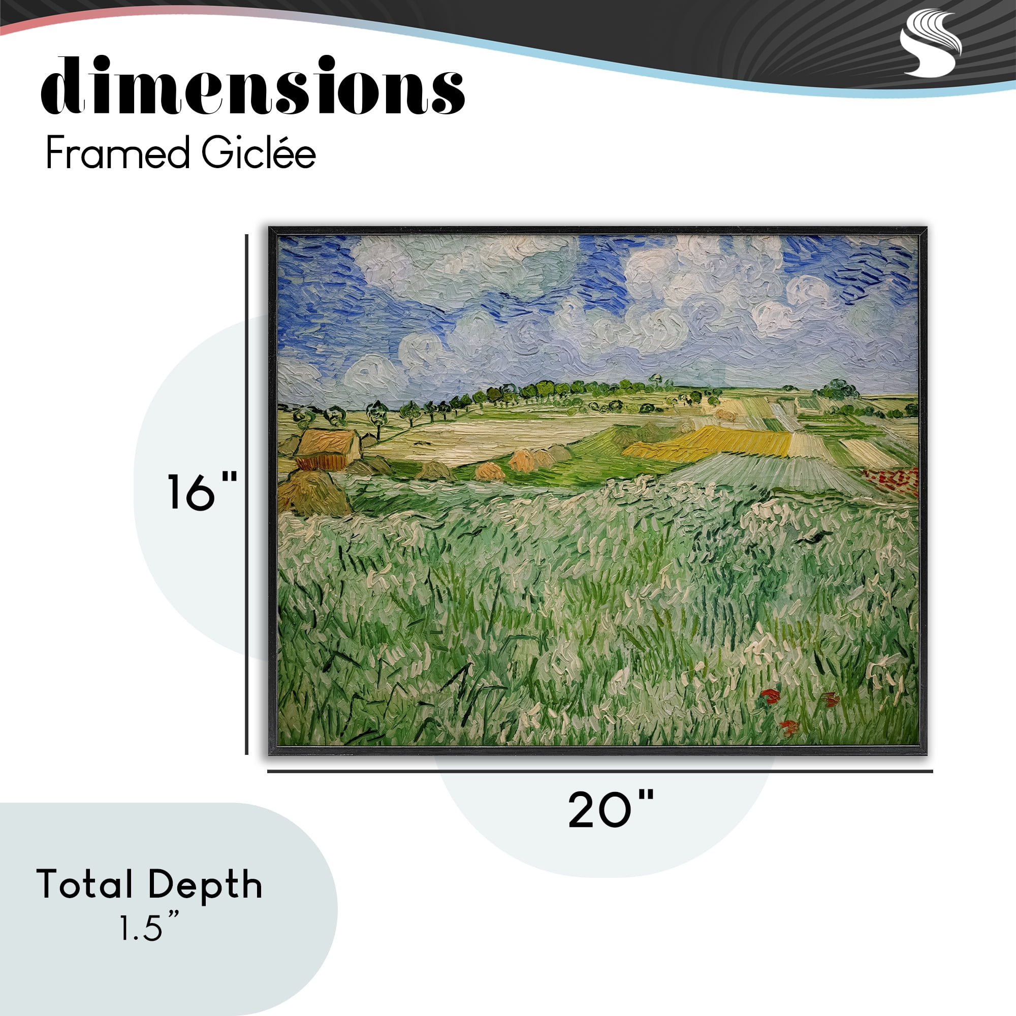 Stupell Industries Plain Near Auvers Painting Black Framed Giclee Art, design by Vincent Van Gogh