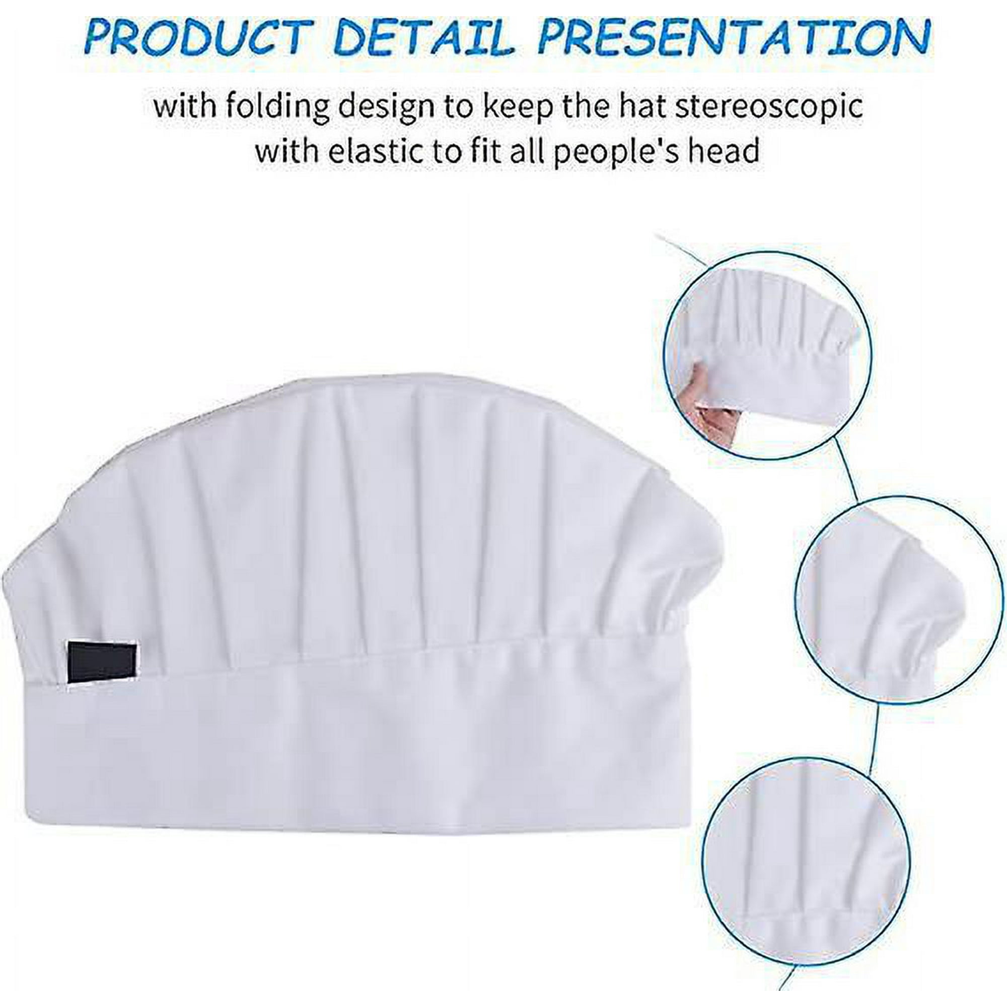 4 Pcs Chapeau De Cuisine Réglable Femme Homme, Chapeaux De