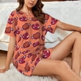 thumbnail image 4 of KLL Cartoon Meat Print Pajama Set for Women Short Sleeve Sleepwear Pjs Soft 2 Piece Lounge Sleepwear Sets-Small, 4 of 6