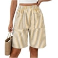 thumbnail image 2 of MLCDZ Womens Striped Bermuda Shorts Casual Loose Lightweight Shorts with Multiple Pockets Elastic Waist Summer Beach Vacation Shorts Pants, 2 of 7