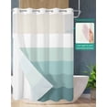thumbnail image 2 of No Hook Shower Curtain with Snap in Liner, Teal Striped Gradient Rustic Wood Board Hotel Shower Curtains for Bathroom, Washable Shower Curtain Liner Set with Mesh Top Window, 72"x96", 2 of 6