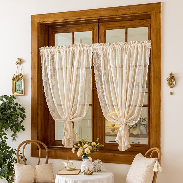 Nvzi Cortinas opacas pequeñas para ventanas pequeñas - Beige 140*140cm - Cortinas con bolsillo para barra de 2 secciones, cortinas cortas para ventanas de cocina, dormitorio, baño.