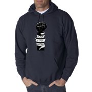 Trendy USA 1087 - Adult Hoodie Fist Pump Arm Band Black Lives Matter Human Rights Sweatshirt XL Navy