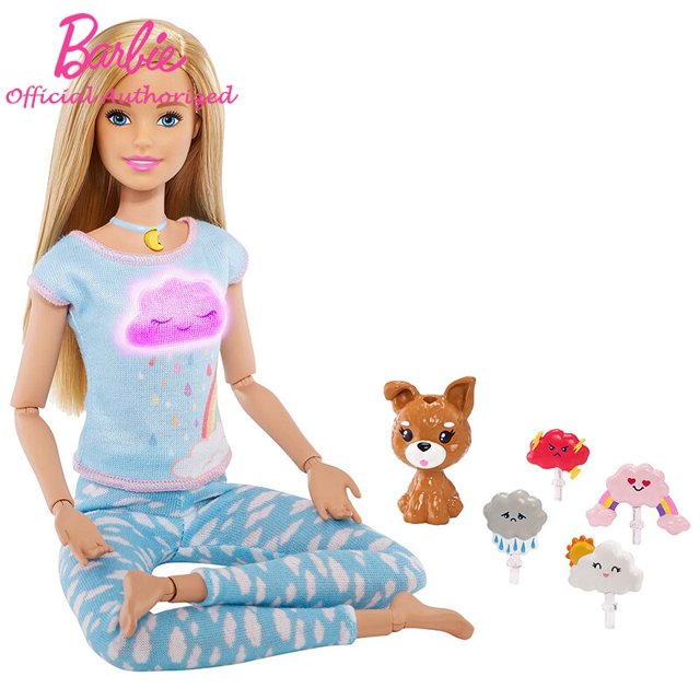 Barbie Original Brand 2020 Newest Yoga Doll Toy Breathe with Me Meditation Princess Blone Pretty Girl For Birthday Present GMJ72 Fivean unisex