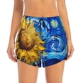 thumbnail image 2 of Picia Whimsical Sunflowers Night Sky Pattern Women's 2 in 1 Athletic Running Shorts High Waisted Workout Casual Gym Sweat Shorts with Comfy Liner Zipper Pockets-Large, 2 of 9