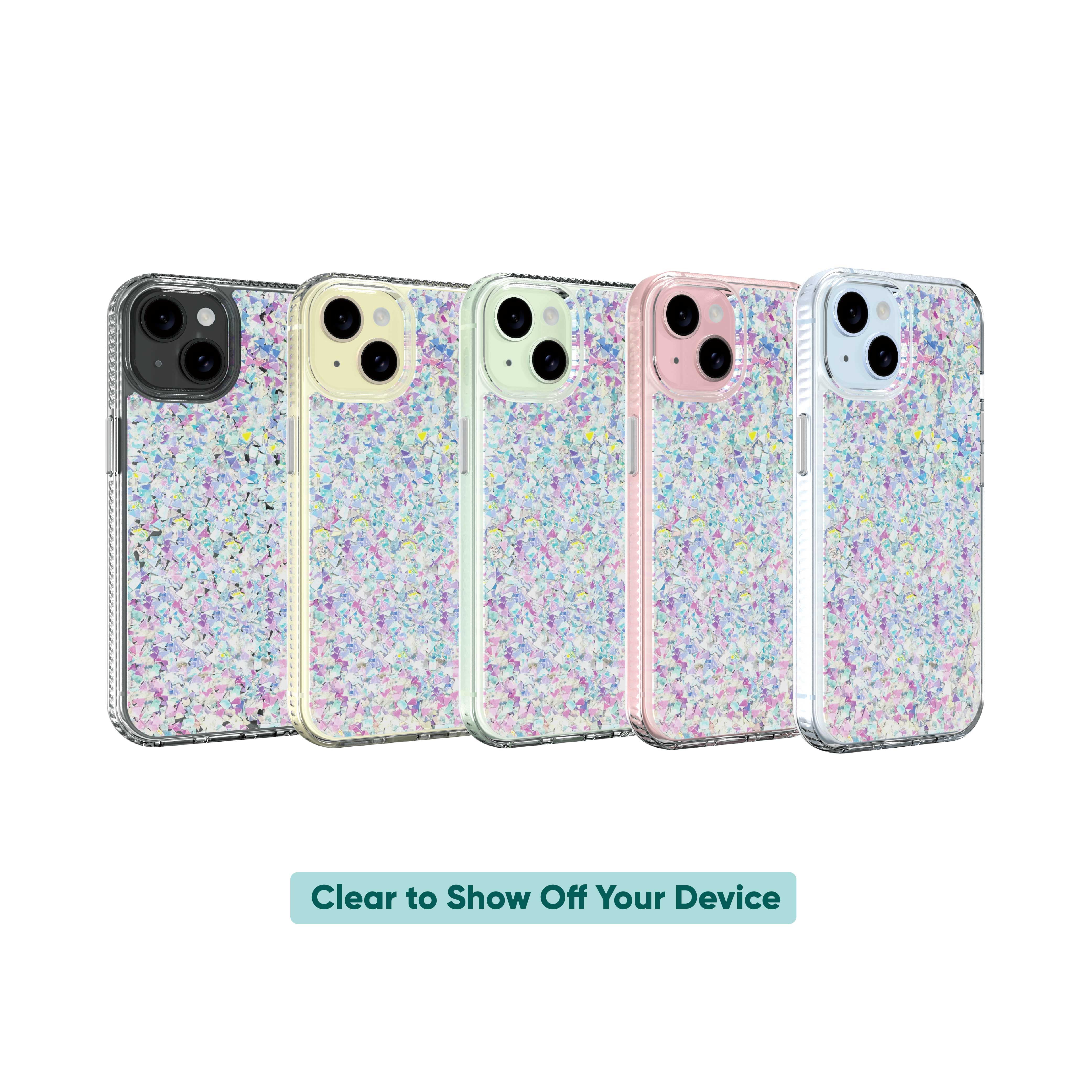 onn. Phone Case for iPhone 17e / iPhone 16e / iPhone 15 / iPhone 14 / iPhone 13 - Iridescent Glitter Fleck