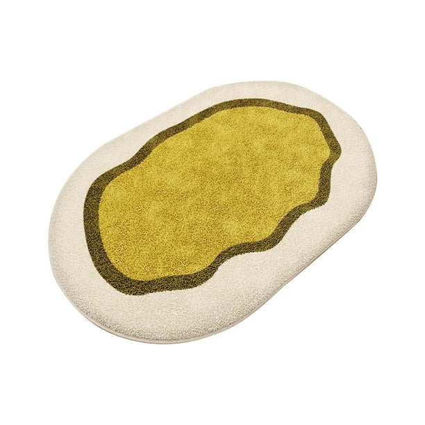 Yhmxh Alfombrillas de baño para baño Felpudo de entrada de imitación de lana de oveja de color crema para baño. Absorbe el agua, es antideslizante y es ideal para usar en la ducha o el baño.
