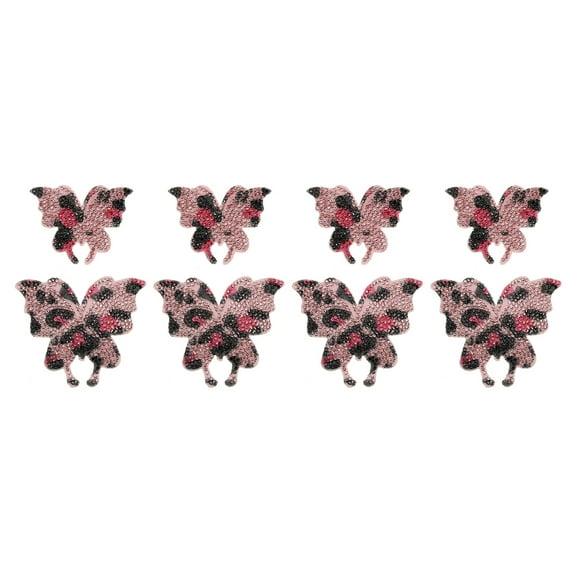 Uxcell 8Pcs Butterfly Car Decals for Women, 2 Size Rhinestone Crystal Sticker Decoration, Pink/Black Spots