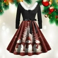thumbnail image 3 of Drie Dress for Christmas Women Plus Size Christmas Cocktail Party Dresses Long Sleeve V-Neck High Low Hem Audrey Hepburn Dress Brick Red,XL, 3 of 5