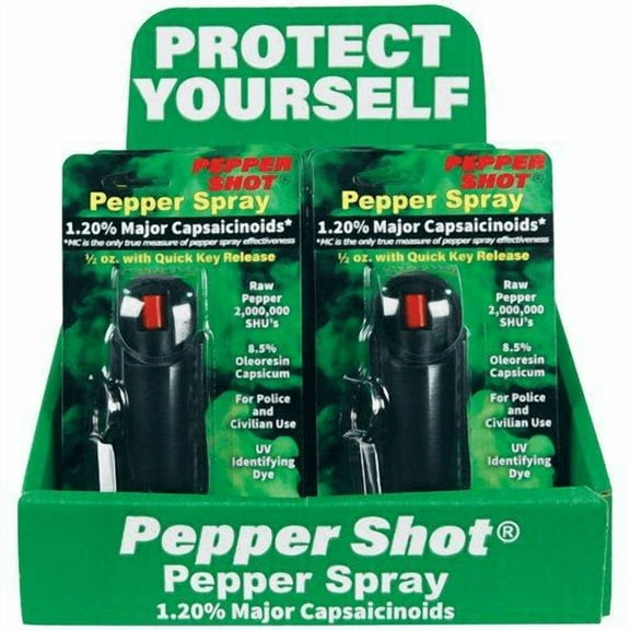 Safety Technology D-PS-LH-BLK Pepper Shot with Counter Display, Black - 12 Piece