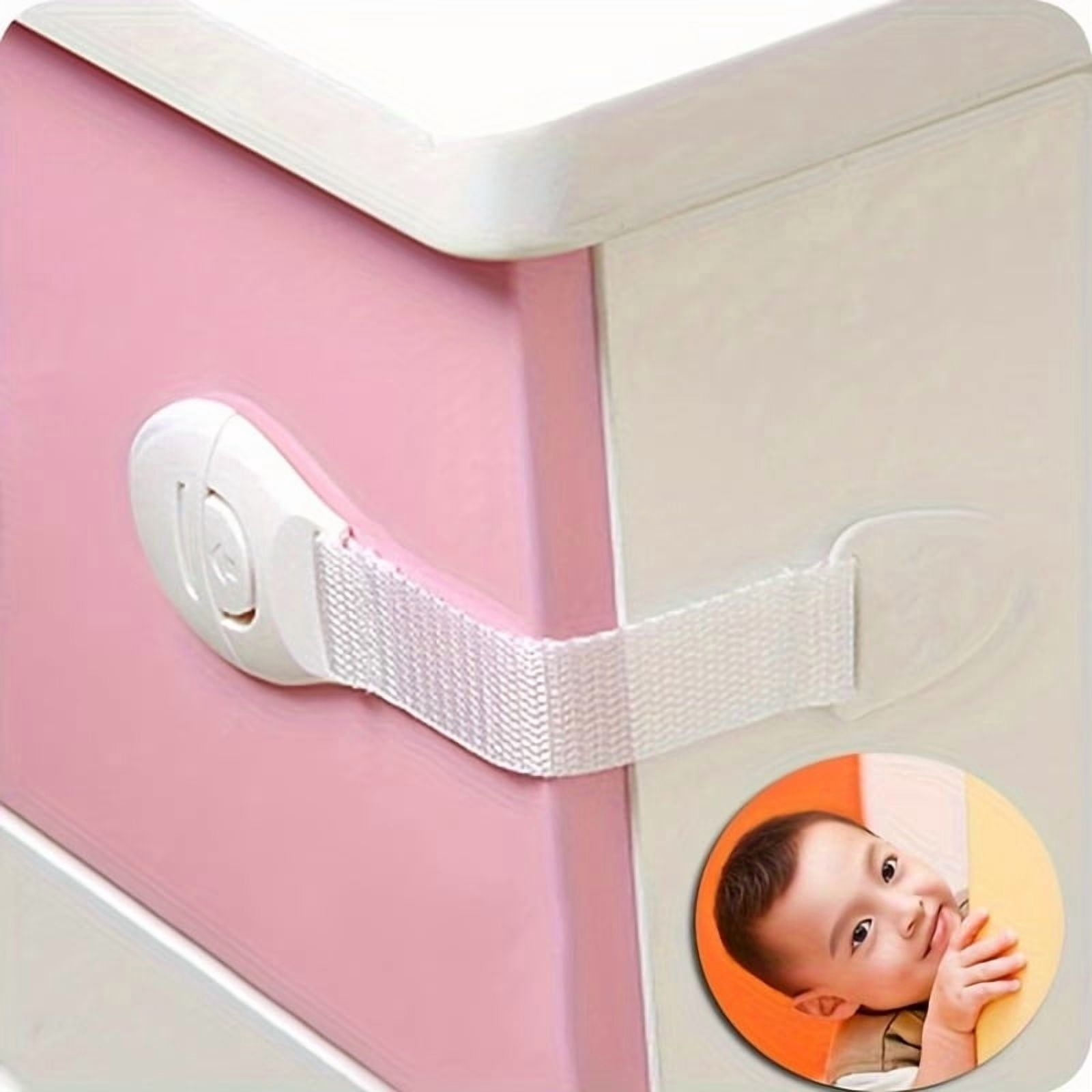 6pcs White Child Safety Locks - No-Drill Drawer and Door Latches for Child Protection, Durable ABS Plastic with Adhesive Strips, Fits Cabinets and Refrigerators, Minimalist Design