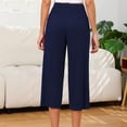 thumbnail image 5 of Women's Wide Leg Palazzo Pant Lounge Cropped Pants with Pockets Summer Light Weight Comfy Pajama Yoga Capri Pants, 5 of 5