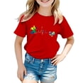 thumbnail image 1 of WERYOUNG T-Shirts Filles Garçons Été Décontracté Imprimé Cœur d'Amour Manches Courtes Col Rond T-Shirts Filles Mignon Tee, Rouge, 4-5 Ans, 1 of 4