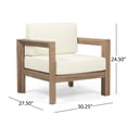 thumbnail image 2 of Davion Acacia Wood Outdoor Club Chair, Brown Wash, Beige, 2 of 6