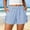 Blue, variant on No Boundaries Women's Gingham Plaid Shorts Bow Tie Split Elastic Waist Y2k Wide Leg Short