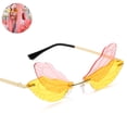thumbnail image 2 of Gafas de sol con forma de ala de libélula para mujeres/hombres, gafas irregulares sin marco, gafas de sol para fiestas Xemadio 221663-3, 2 of 9
