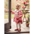 thumbnail image 4 of Loicainy Baby Toddler Girls Valentines Day Romper 3 6 12 18 Months Plaid Print Letter Bow Embroidery Long Sleeve Doll Collar Jumpsuit, 4 of 9