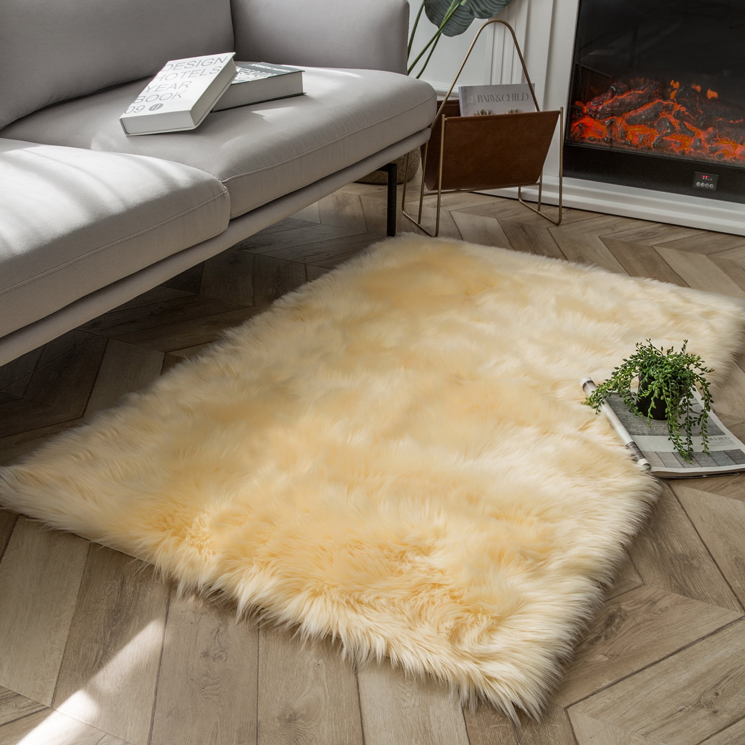 Deluxe Ultra Soft Faux Sheepskin Fur Series Fluffy Decorative Indoor