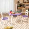 thumbnail image 2 of Costway Kids Wooden Round Table & 2 Chair Set w/ Center Mesh Storage Purple, 2 of 10