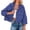 Blue, variant on Wyzesi Welding Jackets Women Women Casual Solid Denim Turndown Collar Long Sleeve Loose Button Hoodie Jacket Christmas Jackets Costumes
