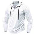 thumbnail image 3 of Jalioing Drawstring Hoodies for Men Casual Long Sleeve Button Hooded Sweatshirt Solid Basic Athletic Pullover, 3 of 4
