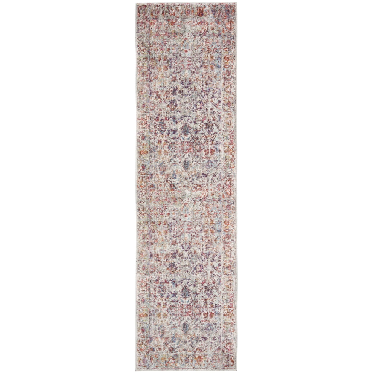 SAFAVIEH Valencia Dafina Distressed Oriental Polyester Area Rug, Grey/Red, 8' x 10'