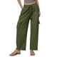 thumbnail image 1 of Pantalones de lino Pantalones cargo elásticos de cintura alta con cordón para mujer, 1 of 6