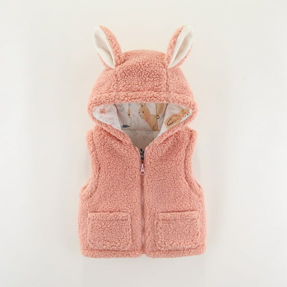 Girls Vest Boys Vest Cute Hooded Jacket Sleeveless Lightweight Jacket Outerwear Vests for Children 0-6 Months