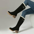 thumbnail image 4 of Black Female Warm Boots With Chunky Heel And Belt Buckle Design For Outdoor Winter Fashion, 4 of 6