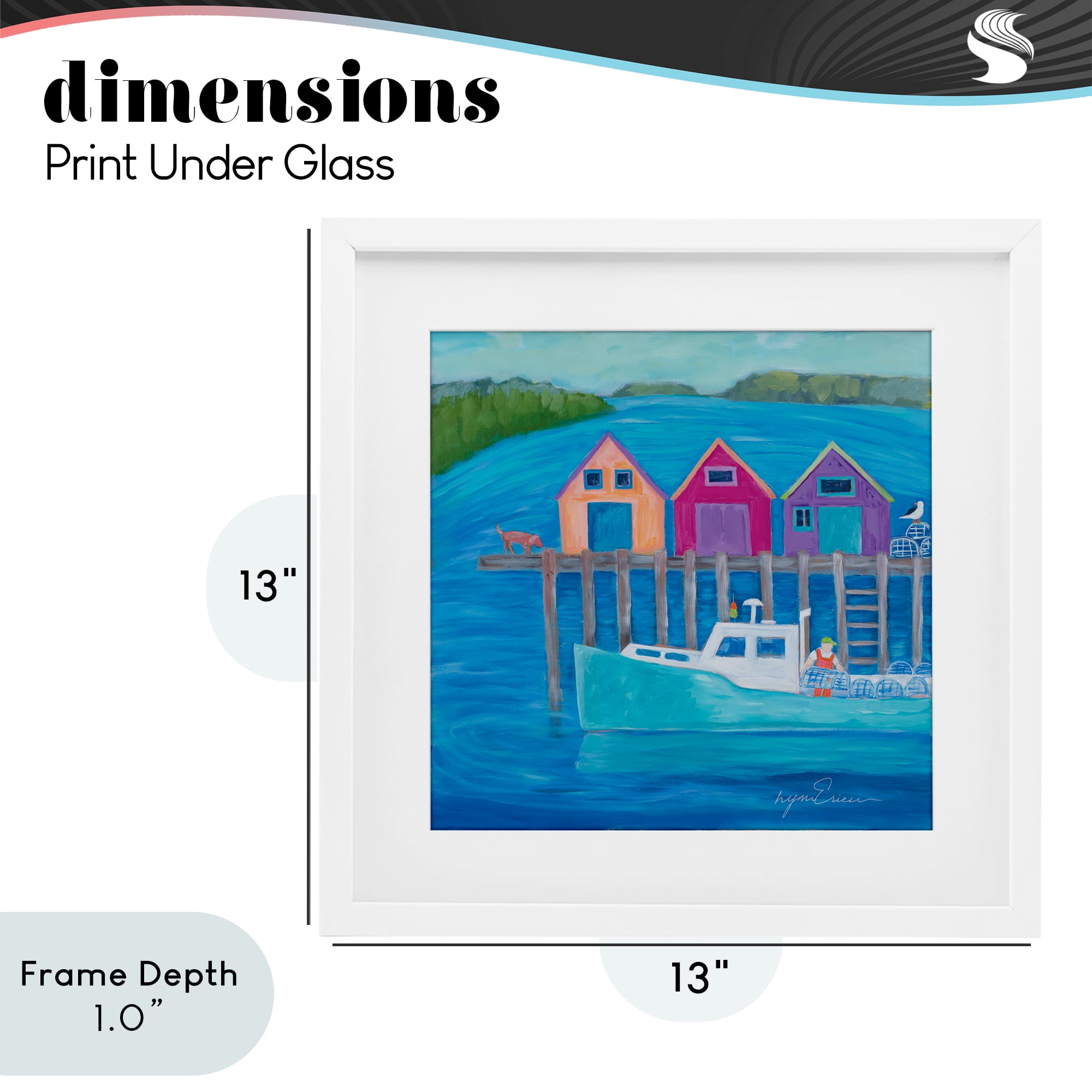 Stupell Industries Work Day at Seaside Village White Framed Print Under Glass, design by Lynn Ericson Fine Art