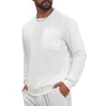 thumbnail image 4 of INSPIRE CHIC Men's Corduroy Panel Sweatshirt Crew Neck Long Sleeve Pullover Top S White, 4 of 6