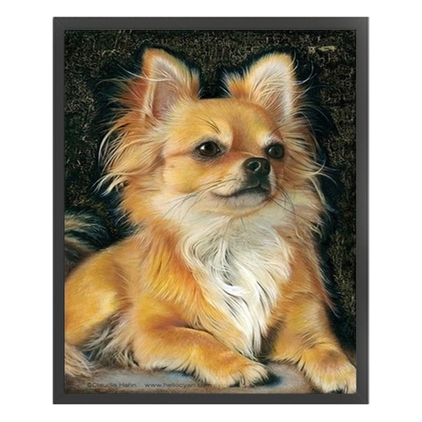 Cuadros Decorativos Chihuahua punto de cruz completo 11CT hilo de algodón DIY impreso bordado Kits (4) Ehuebsd embutido en tela