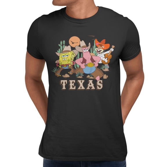 SpongeBob SquarePants Howdy Texas Men's T Shirt (Black, S-XXXL)